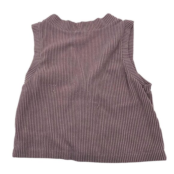 Ribbed Purple Knit Button-Up Cropped Vest Top Women's Medium By Entro - Picture 5 of 5